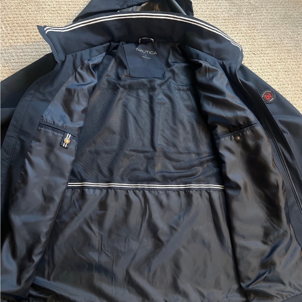 Nautica Dark Blue Hooded Raincoat - Picture 4 of 5